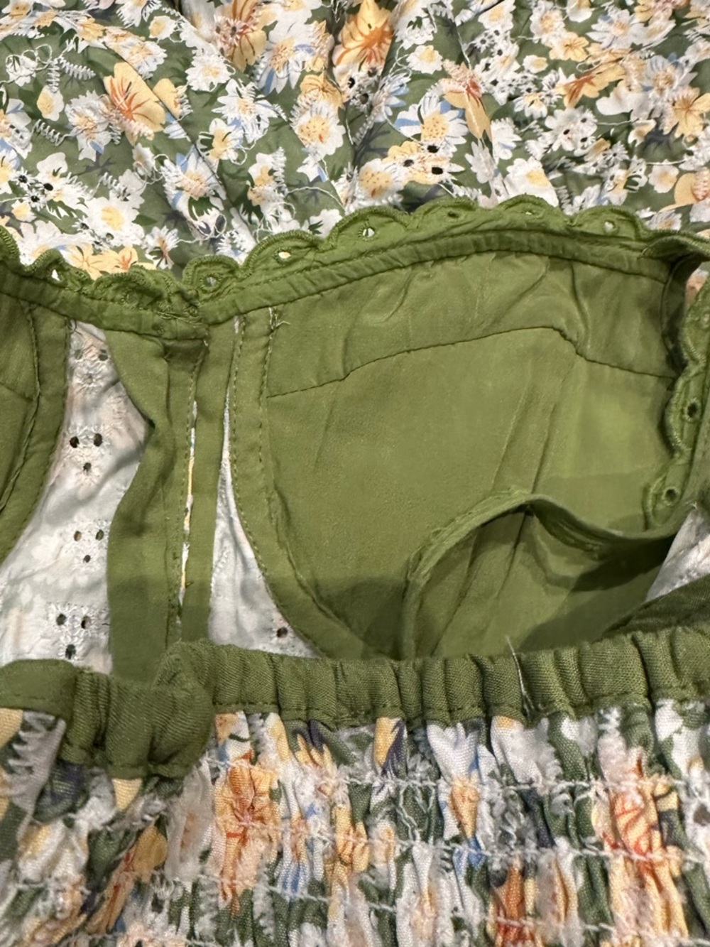 ASTR the Label | Yamila Midi Dress Olive Yellow Floral Eyelet | Medium - Picture 13 of 16
